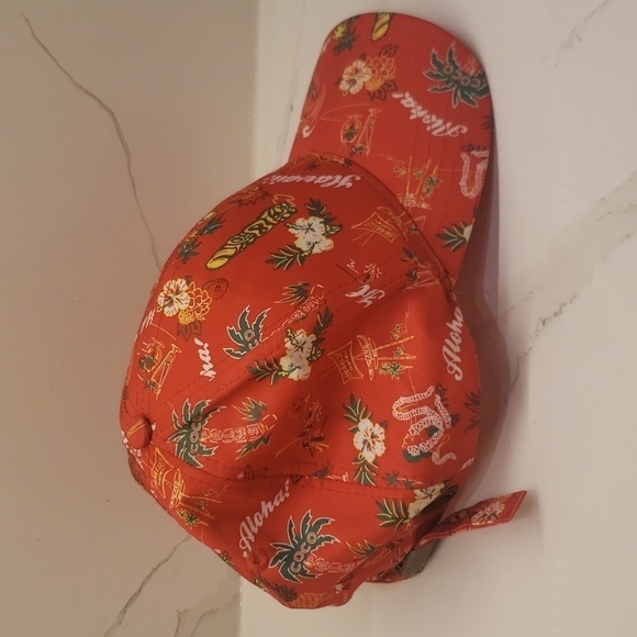 TOPMAN Red Hawaiian Cap Hat Mens Baseball Cap Adjustable Back - Picture 4 of 8